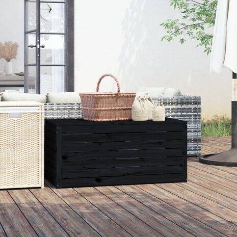 Tuinbox 101x50,5x46,5 cm massief grenenhout zwart 1
