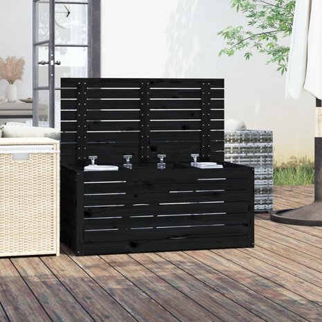 Tuinbox 101x50,5x46,5 cm massief grenenhout zwart 3