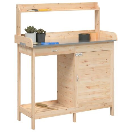 Oppottafel met kast 110,5x45x124,5 cm massief vurenhout 4