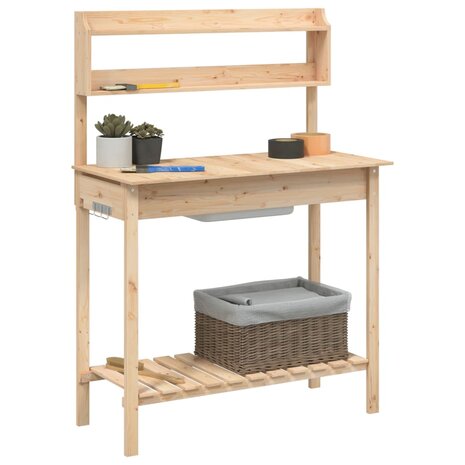 Oppottafel met spoelbak 147,5x44x139,5 cm massief vurenhout 4