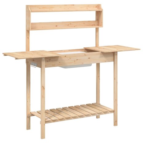 Oppottafel met spoelbak 147,5x44x139,5 cm massief vurenhout 6