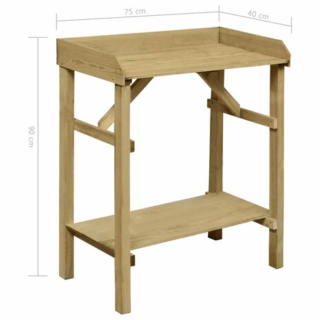 Oppottafel 75x40x90 cm geïmpregneerd grenenhout 7