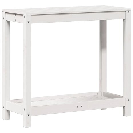 Oppottafel met schap 82,5x35x75 cm massief grenenhout wit 2