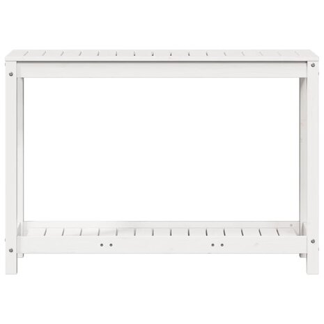 Oppottafel met schap 108x35x75 cm massief grenenhout wit 5