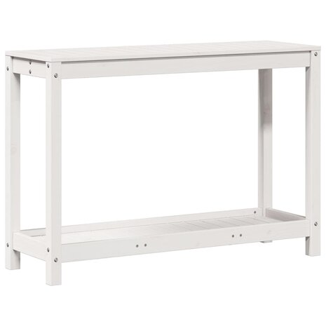 Oppottafel met schap 108x35x75 cm massief grenenhout wit 7