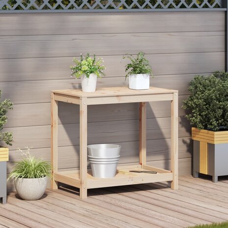Oppottafel met schap 82,5x50x75 cm massief grenenhout 3