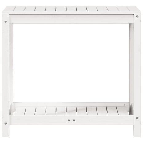 Oppottafel met schap 82,5x50x75 cm massief grenenhout wit 5