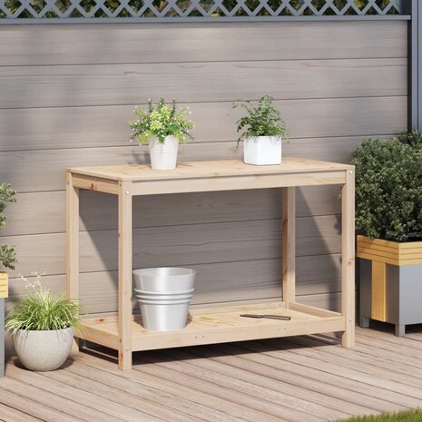 Oppottafel met schap 108x50x75 cm massief grenenhout 3