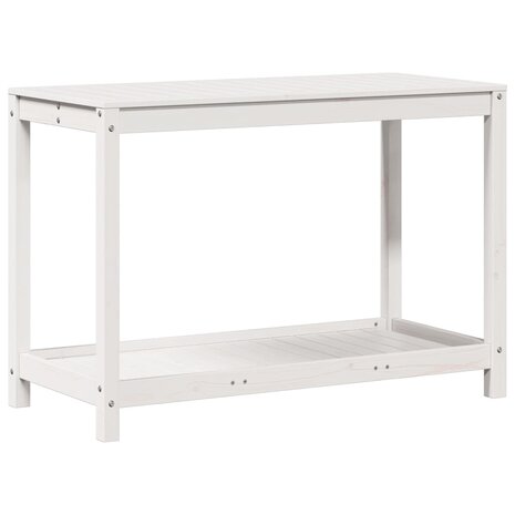 Oppottafel met schap 108x50x75 cm massief grenenhout wit 2