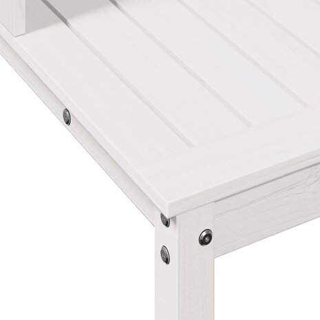 Oppottafel met schappen 108x50x109,5 cm massief grenenhout wit 8