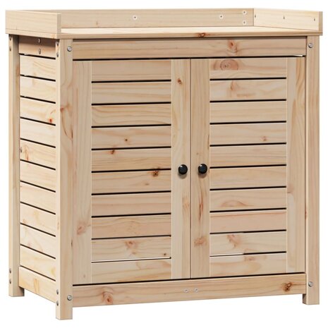 Oppottafel met schappen 82,5x50x86,5 cm massief grenenhout 2