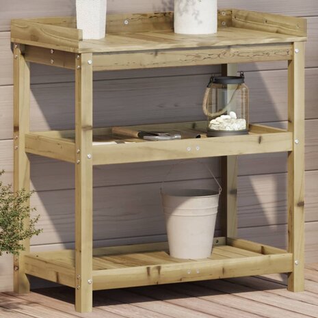 Oppottafel met schappen 82,5x45x86,5 cm geïmpregneerd hout 1