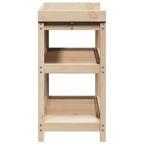 Oppottafel met schappen 108x45x86,5 cm massief grenenhout 6