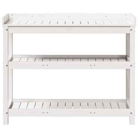 Oppottafel met schappen 108x45x86,5 cm massief grenenhout wit 5