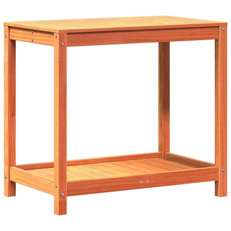 Oppottafel met schap 82,5x50x75 cm massief grenenhout wasbruin 2