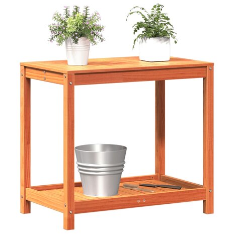 Oppottafel met schap 82,5x50x75 cm massief grenenhout wasbruin 4