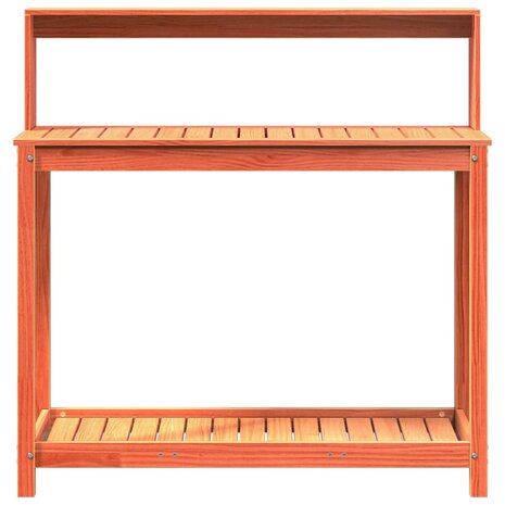 Oppottafel met schappen 108x50x109,5 cm grenenhout bruin 5
