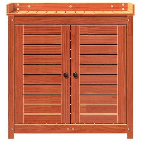 Oppottafel met schappen 82,5x50x86,5 cm grenenhout bruin 5