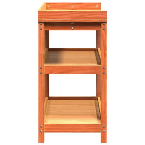 Oppottafel met schappen 108x45x86,5 cm grenenhout bruin 6