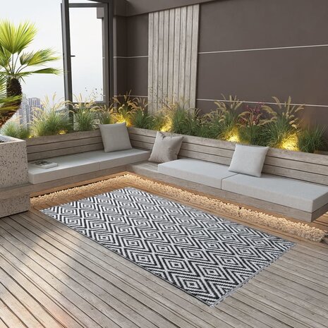 Buitenkleed ARAKIL 80x150 cm PP wit en zwart 1