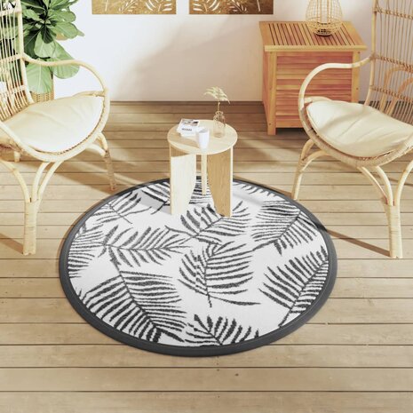 Buitenkleed ARAKIL Ø 120 cm polypropeen wit en zwart 3