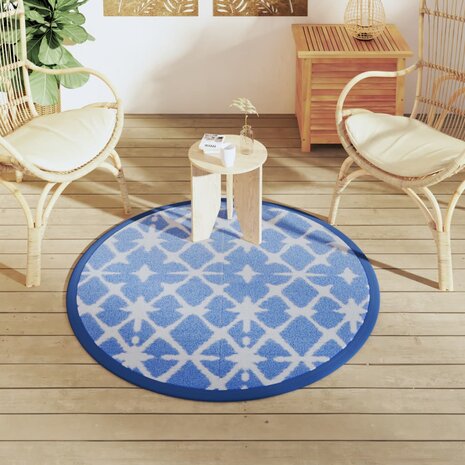 Buitenkleed ARAKIL Ø120 cm polypropeen blauw en wit 3