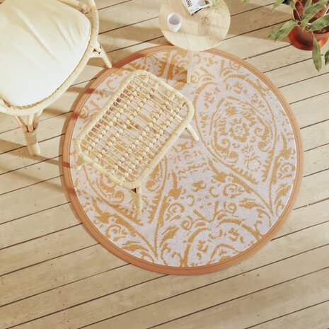 Buitenkleed ARAKIL Ø120 cm polypropeen oranje en wit 1