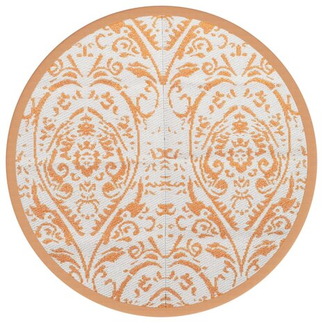 Buitenkleed ARAKIL Ø120 cm polypropeen oranje en wit 2