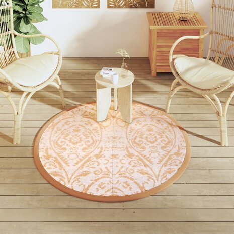 Buitenkleed ARAKIL Ø120 cm polypropeen oranje en wit 3
