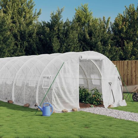 Tuinkas met stalen frame 24 m² 8x3x2 m wit 1