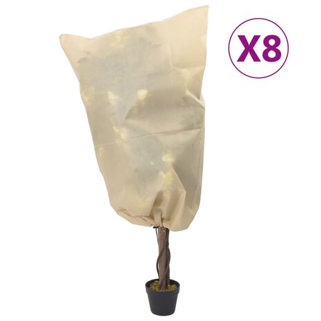 Plantenhoezen met trekkoord 8 st 70 g/m² 0,8x1 m 1
