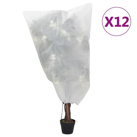Plantenhoezen met trekkoord 12 st 70 g/m² 0,8x1,2 m 1