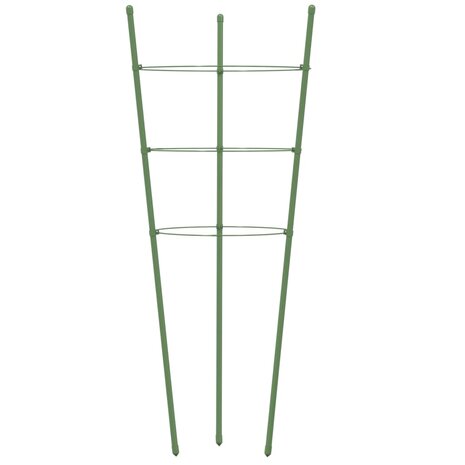 Plantensteunen 5 st met 3 ringen 45 cm staal groen 5