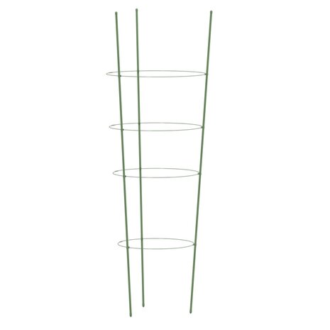 Plantensteunen 5 st met 4 ringen 90 cm staal groen 4