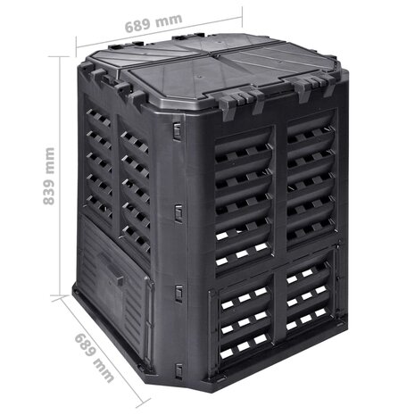 Compostbak 360 L 68,9x68,9x83,9 cm zwart 7