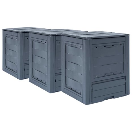 Compostbakken 3 st 780 L 60x60x73 cm grijs 1