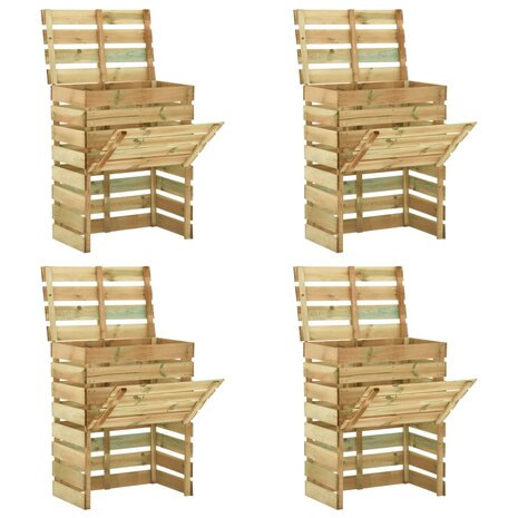 Tuincompostbakken 4 st 80x50x100 cm geïmpregneerd grenenhout 1