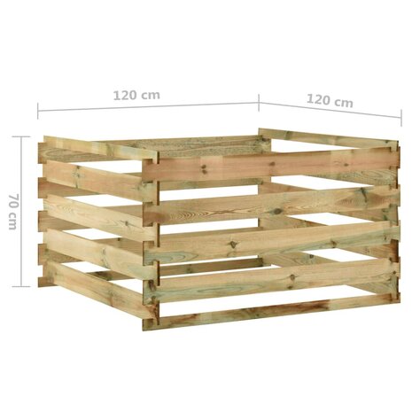 Tuincompostbak gelat 120x120x70 cm geïmpregneerd grenenhout 5