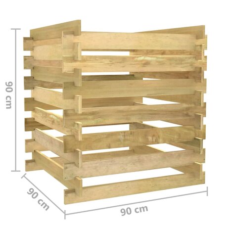 Tuincompostbak gelat 90x90x90 cm geïmpregneerd grenenhout 7