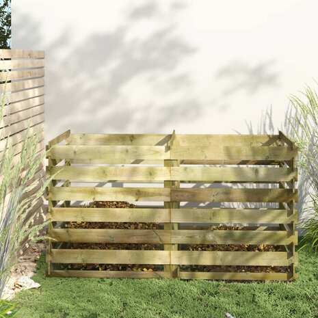 Compostbak met latten geïmpregneerd grenenhout 180x90x90 cm 1