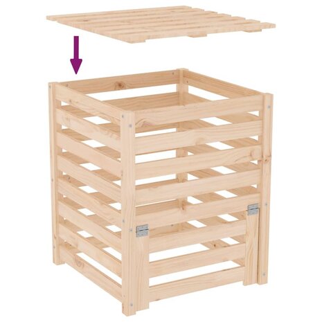 Compostbak 63,5x63,5x77,5 cm massief grenenhout 8