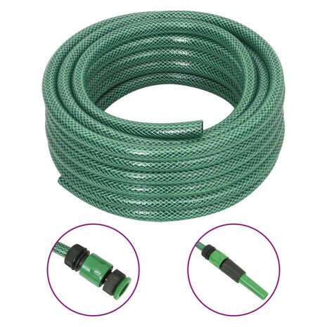 Tuinslang met koppelingsset 0,5&apos;&apos; 50 m PVC groen 1