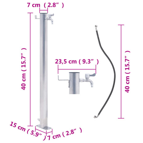 Waterzuil rond 40 cm roestvrij staal 7