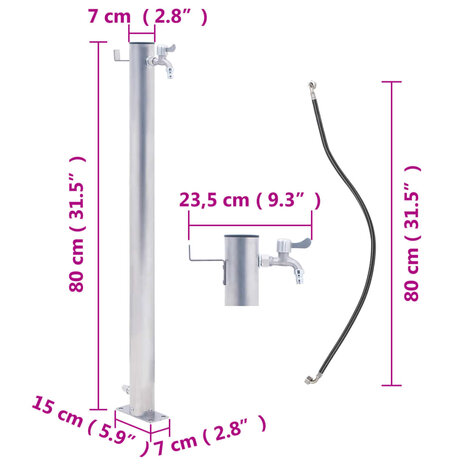 Waterzuil rond 80 cm roestvrij staal 7