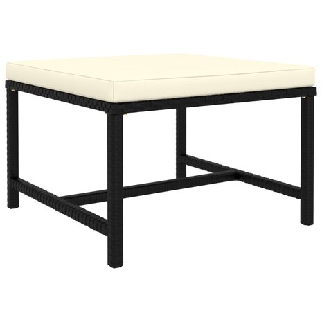 Voetensteun sectioneel met kussen poly rattan zwart 1