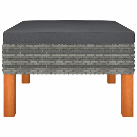 Voetenbank poly rattan en massief eucalyptushout 2