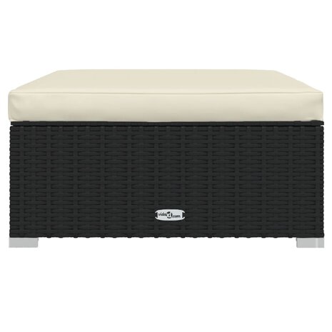 Voetensteun met kussen 70x70x30 cm poly rattan zwart 3