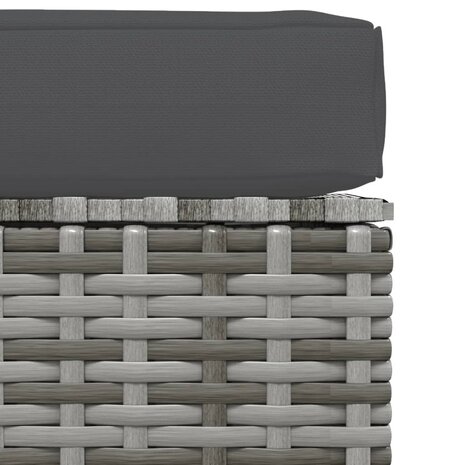 Tuinvoetenbank met kussen 70x70x30 cm poly rattan grijs 4