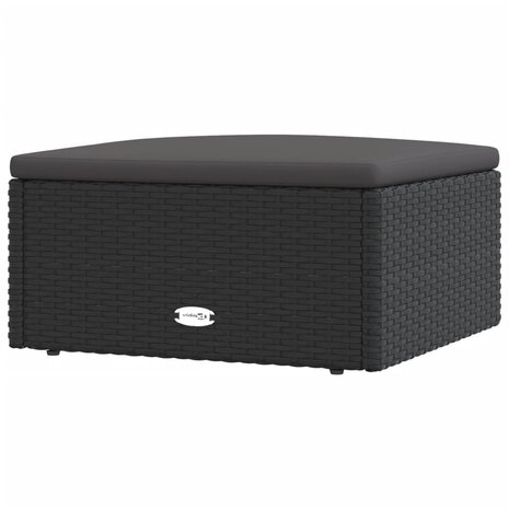 Voetensteun met kussen poly rattan zwart 2
