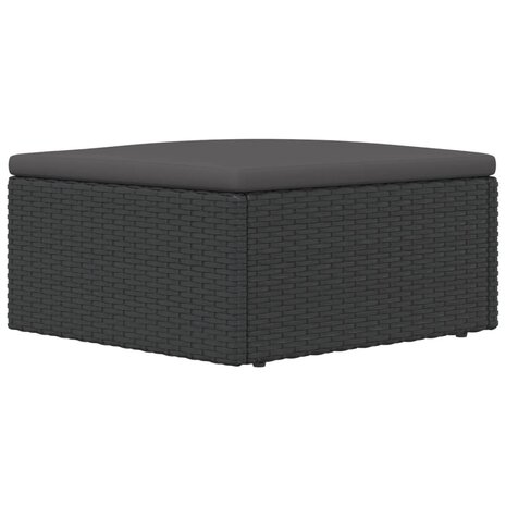 Voetensteun met kussen poly rattan zwart 5